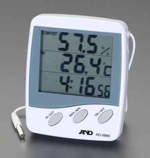 [時計付]温度・湿度計